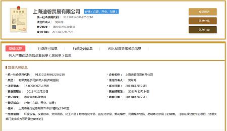 貿易公司經營范圍實戰五：上海迪碧貿易有限公司